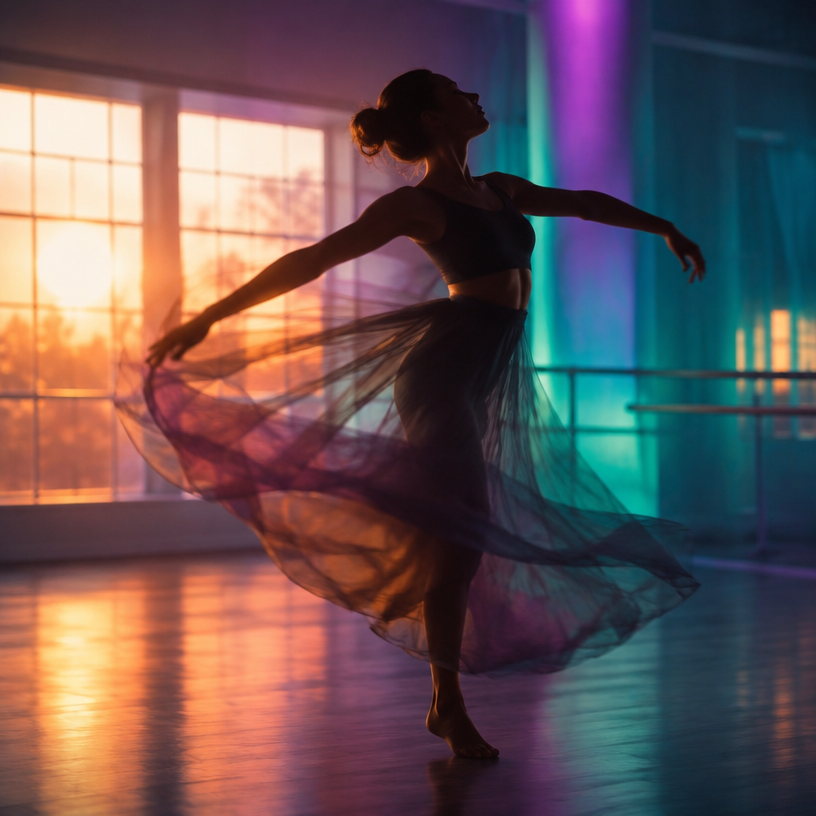 Danzatrice in movimento allo studio MOVA Dance